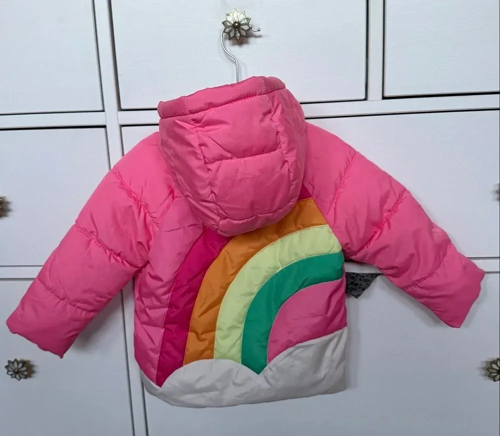 Old Navy 18-24 Months Baby Girl Water Resistant Rainbow Quilted Puffer Jacket